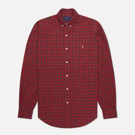 Мужская рубашка Polo Ralph Lauren Slim Fit YD Oxford Plaid, цвет красный, размер XXL
