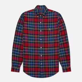 Мужская рубашка Polo Ralph Lauren Slim Fit YD Oxford Tartan Pattern, цвет красный, размер XXL