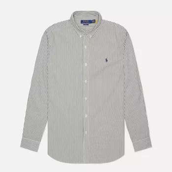 Мужская рубашка Polo Ralph Lauren Striped Poplin Slim Fit, цвет зелёный, размер L