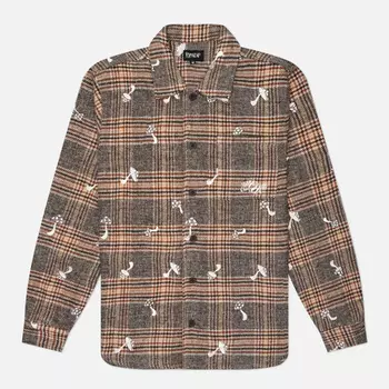 Мужская рубашка RIPNDIP Euphoria Button Up Plaid, цвет коричневый, размер S