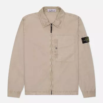 Мужская рубашка Stone Island Brushed Organic Cotton Canvas Old Effect Overshirt, цвет бежевый, размер L