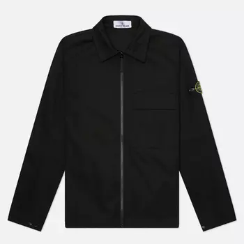 Мужская рубашка Stone Island Panama Cotton, цвет чёрный, размер S