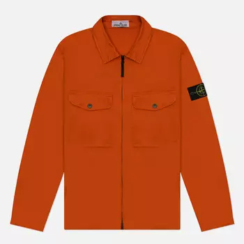Мужская рубашка Stone Island Stretch Cotton Satin Garment Dyed Overshirt, цвет оранжевый, размер L