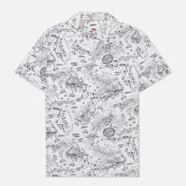 Мужская рубашка Tommy Jeans Miami Tropical Print, цвет белый, размер XL