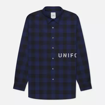 Мужская рубашка uniform experiment Logo Regular Collar Baggy, цвет синий, размер XL