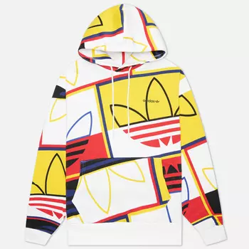 Мужская толстовка adidas Originals All Over Print Logo Play Hoodie, цвет белый, размер M