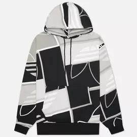 Мужская толстовка adidas Originals All Over Print Logo Play Hoodie, цвет чёрный, размер S