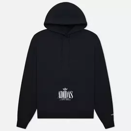 Мужская толстовка adidas Originals Trefoil Script Hoodie, цвет чёрный, размер XS