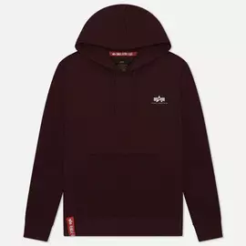 Мужская толстовка Alpha Industries Basic Small Logo Hoody, цвет бордовый, размер XXXL