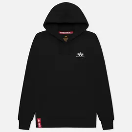 Мужская толстовка Alpha Industries Basic Small Logo Hoody, цвет чёрный, размер S