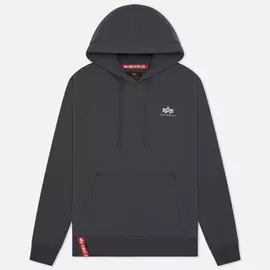 Мужская толстовка Alpha Industries Basic Small Logo Hoody, цвет серый, размер XXL