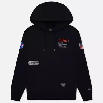 Мужская толстовка Alpha Industries NASA Worm Logo Hoodie, цвет синий, размер XXL