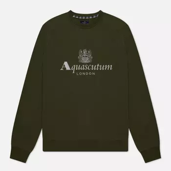 Мужская толстовка Aquascutum Active Big Logo Crew Neck Fleece, цвет зелёный, размер XXL