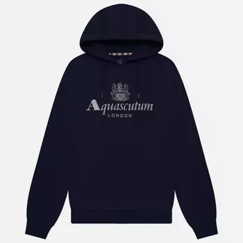 Мужская толстовка Aquascutum Active Big Logo Hoodie Fleece, цвет синий, размер S