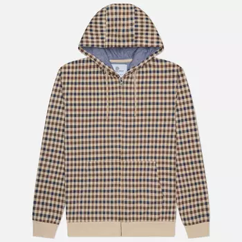 Мужская толстовка Aquascutum Active Club Check Full Zip Hoodie, цвет бежевый, размер XXXL