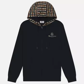 Мужская толстовка Aquascutum Active Club Check Full Zip Merino Hoodie, цвет синий, размер S
