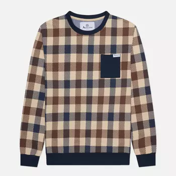 Мужская толстовка Aquascutum Active Macro Check Crew Neck, цвет бежевый, размер XXXL