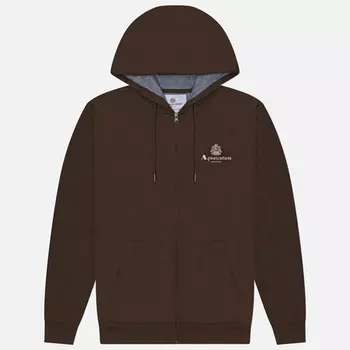 Мужская толстовка Aquascutum Active Small Logo Full Zip Hoodie, цвет коричневый, размер L