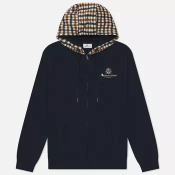 Мужская толстовка Aquascutum Full Zip Club Check Hoodie, цвет синий, размер XL