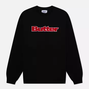 Мужская толстовка Butter Goods Chenille Logo Crew Neck, цвет чёрный, размер L