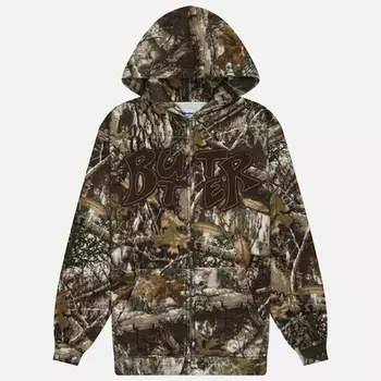Мужская толстовка Butter Goods Fabric Applique Zip-Thru Hoodie, цвет камуфляжный, размер XXL