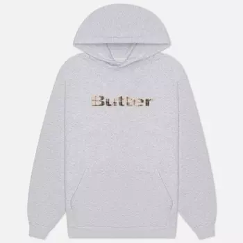 Мужская толстовка Butter Goods Plaid Applique Pullover Hoodie, цвет серый, размер XXL