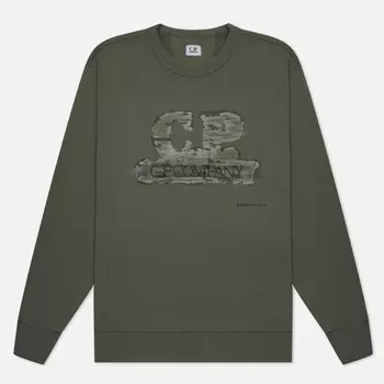 Мужская толстовка C.P. Company 30/1 Fleece Artisanal Logo, цвет зелёный, размер XXL
