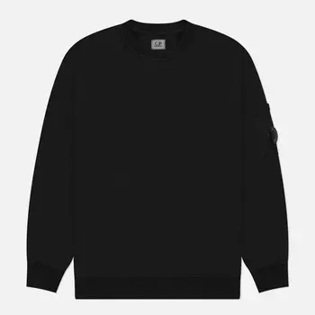 Мужская толстовка C.P. Company Brushed And Emerized Diagonal Fleece Lens Crew Neck, цвет чёрный, размер XXL