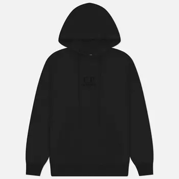 Мужская толстовка C.P. Company Brushed And Emerized Diagonal Fleece Logo Hoodie, цвет чёрный, размер XXL