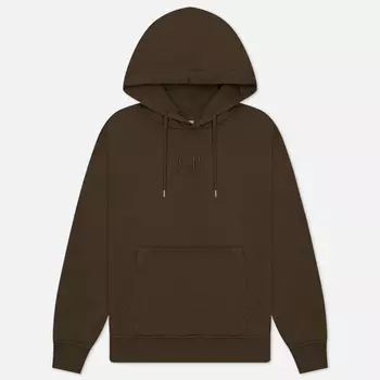 Мужская толстовка C.P. Company Brushed And Emerized Diagonal Fleece Logo Hoodie, цвет оливковый, размер XXL
