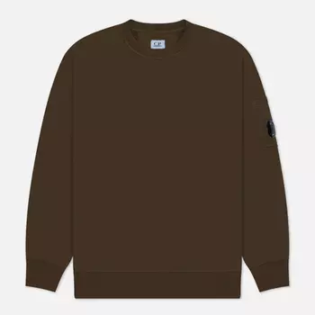 Мужская толстовка C.P. Company Brushed And Emerized Diagonal Fleece Lens Crew Neck, цвет оливковый, размер XXL