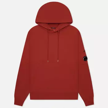 Мужская толстовка C.P. Company Brushed & Emerized Diagonal Fleece Lens Hoodie Resist Dyed, цвет красный, размер S