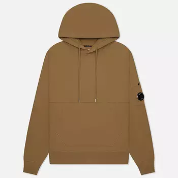 Мужская толстовка C.P. Company Brushed & Emerized Diagonal Fleece Lens Hoodie Resist Dyed, цвет оливковый, размер XL