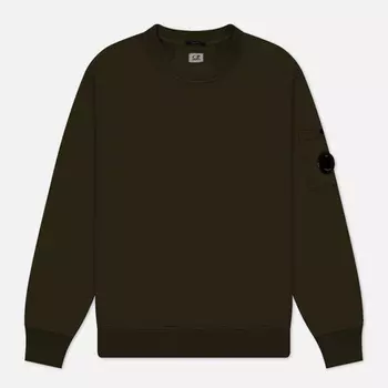 Мужская толстовка C.P. Company Cotton Diagonal Fleece Lens Garment Dyed, цвет оливковый, размер XXL