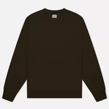 Мужская толстовка C.P. Company Cotton Diagonal Fleece Logo Garment Dyed, цвет оливковый, размер XXL