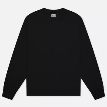 Мужская толстовка C.P. Company Cotton Diagonal Fleece Logo Garment Dyed, цвет чёрный, размер XXL