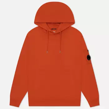 Мужская толстовка C.P. Company Cotton Diagonal Fleece Lens Hoodie Resist Dyed, цвет оранжевый, размер XXL
