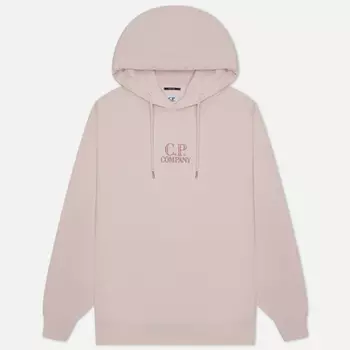 Мужская толстовка C.P. Company Cotton Diagonal Fleece Logo Hoodie Resist Dyed, цвет розовый, размер XXL