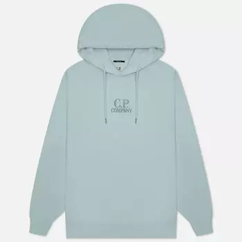 Мужская толстовка C.P. Company Cotton Diagonal Fleece Logo Hoodie Resist Dyed, цвет голубой, размер XXL