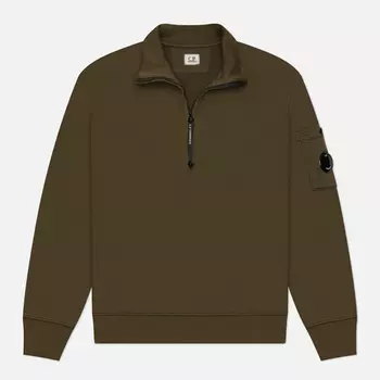 Мужская толстовка C.P. Company Cotton Diagonal Fleece Half Zip, цвет оливковый, размер S