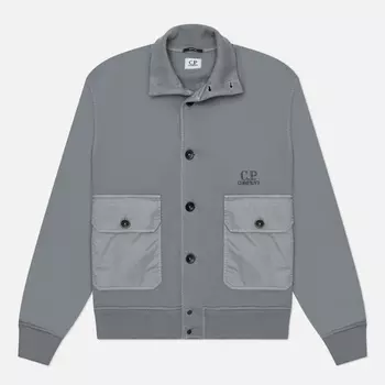 Мужская толстовка C.P. Company Cotton Diagonal Fleece Full Button, цвет голубой, размер S
