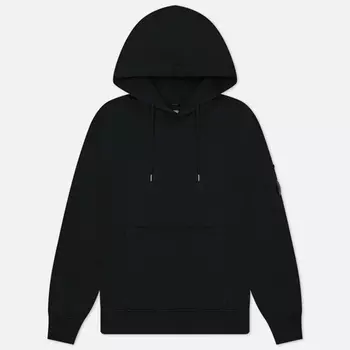 Мужская толстовка C.P. Company Cotton Diagonal Fleece Lens Hoodie Garment Dyed, цвет чёрный, размер M