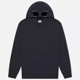 Мужская толстовка C.P. Company Diagonal Fleece Hooded Goggle, цвет синий, размер L