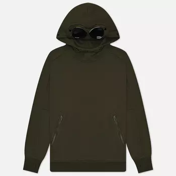Мужская толстовка C.P. Company Diagonal Raised Fleece Hoodie Goggle, цвет оливковый, размер XL