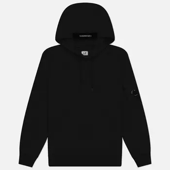 Мужская толстовка C.P. Company Diagonal Raised Fleece Lens Adjustable Hoodie, цвет чёрный, размер L