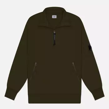 Мужская толстовка C.P. Company Diagonal Raised Fleece Half Zipped, цвет оливковый, размер M