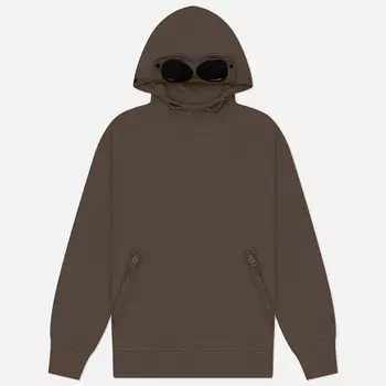 Мужская толстовка C.P. Company Diagonal Raised Fleece Goggle Hooded, цвет коричневый, размер S