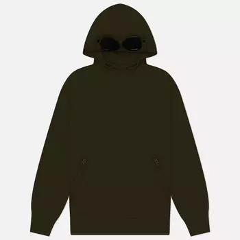 Мужская толстовка C.P. Company Diagonal Raised Fleece Goggle Hooded, цвет оливковый, размер S