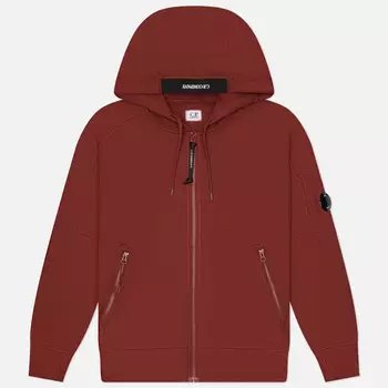 Мужская толстовка C.P. Company Diagonal Raised Fleece Full Zip Hoodie, цвет коричневый, размер S