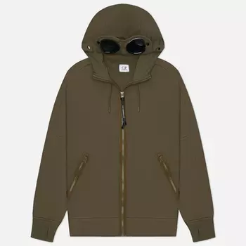 Мужская толстовка C.P. Company Diagonal Raised Fleece Goggle Zipped Hoodie Regular, цвет оливковый, размер S